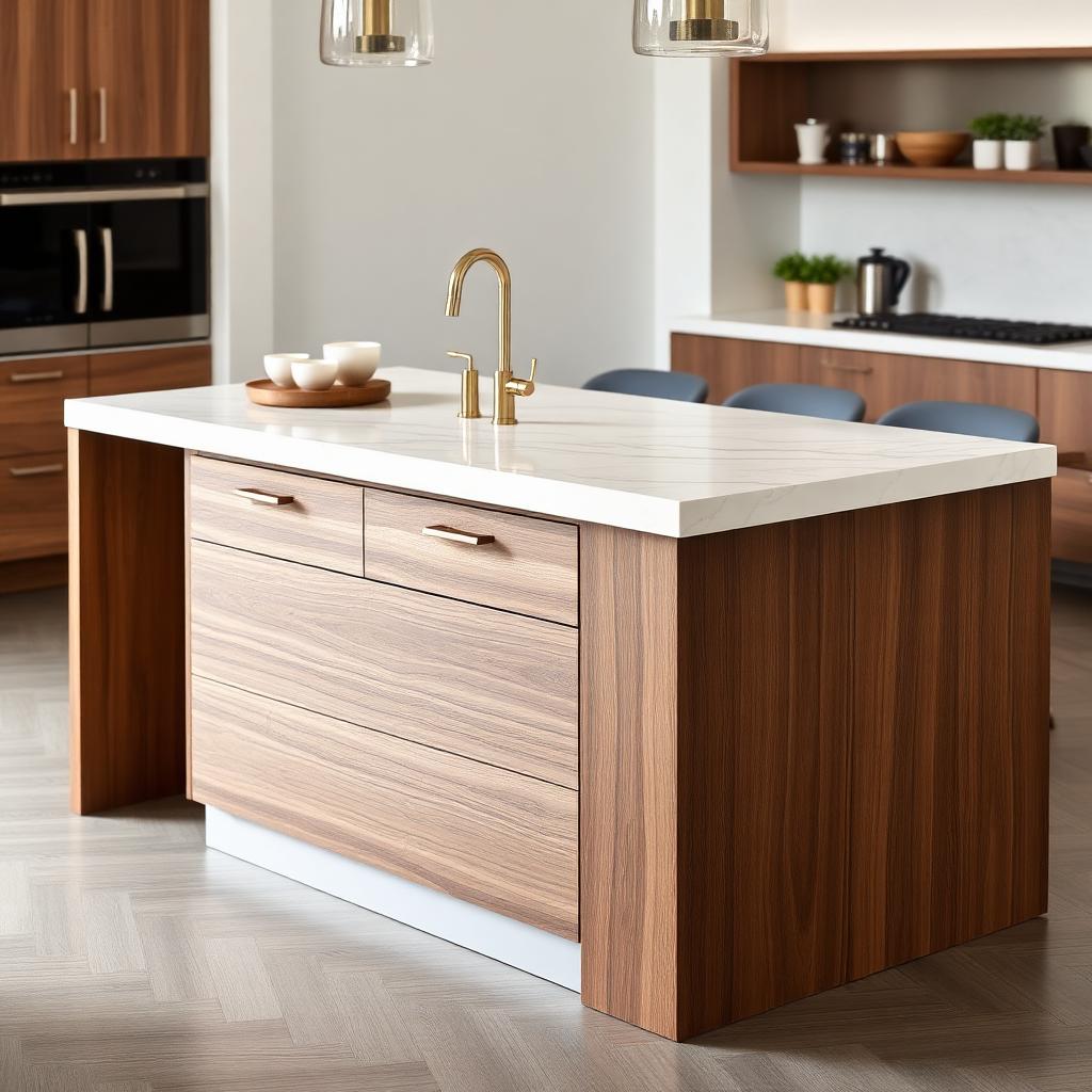 Modular Kitchen Island with Marble Top