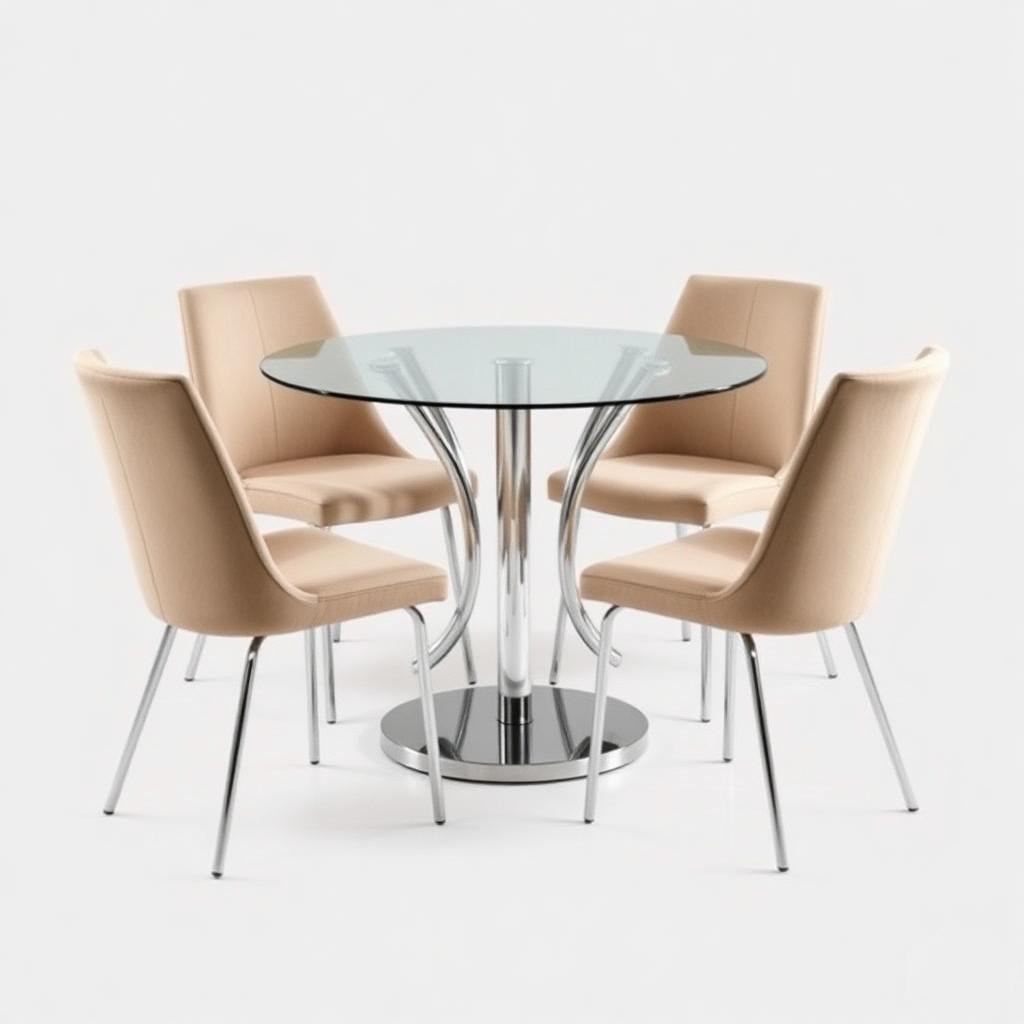 Round Glass Dining Table (4-Seater)