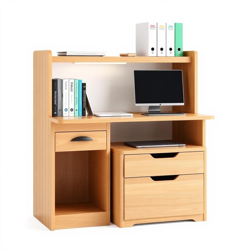 Student Study Table with Bookshelf