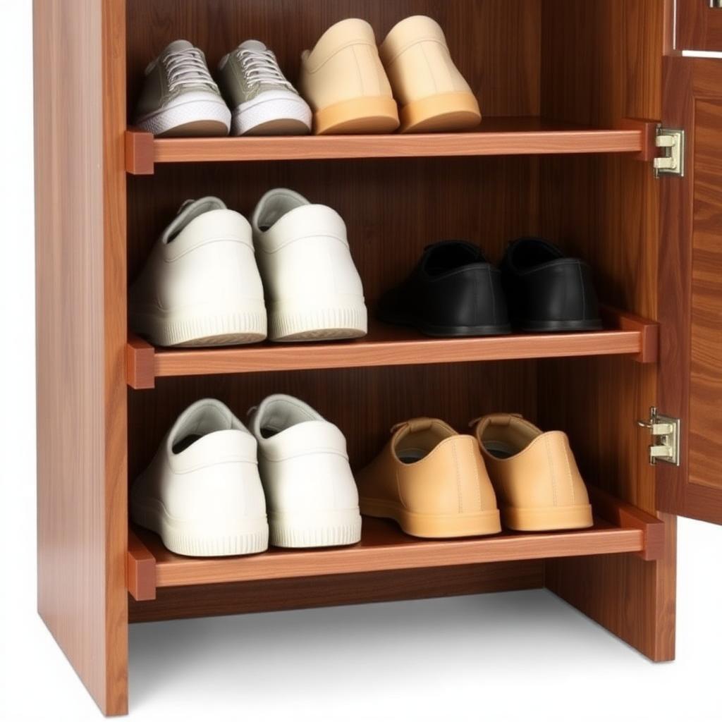4-Tier Wooden Shoe Rack Cabinet