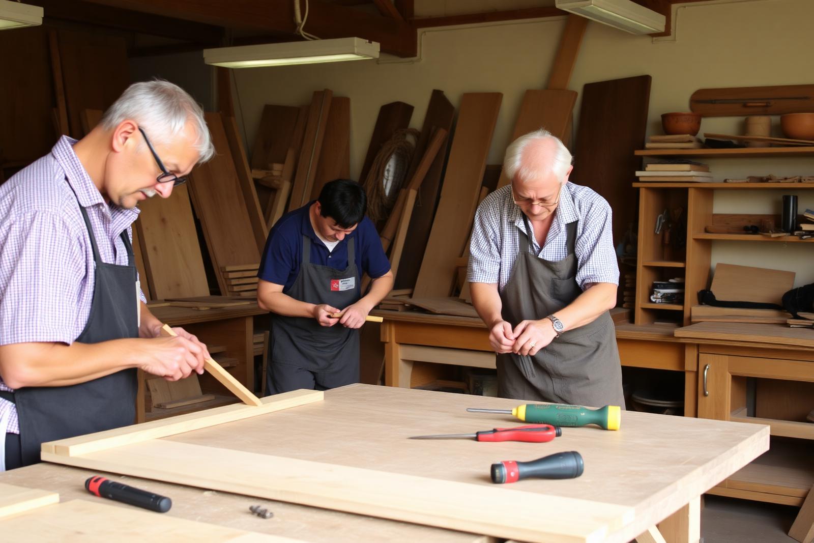 Workshop carpenters at work